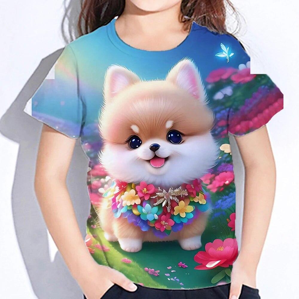 Cute Furry T-shirts Girl 3d Print Animals Kids Tops Autumn Korean Children's Clothing Child Tee Shirt Fashion 23 Style