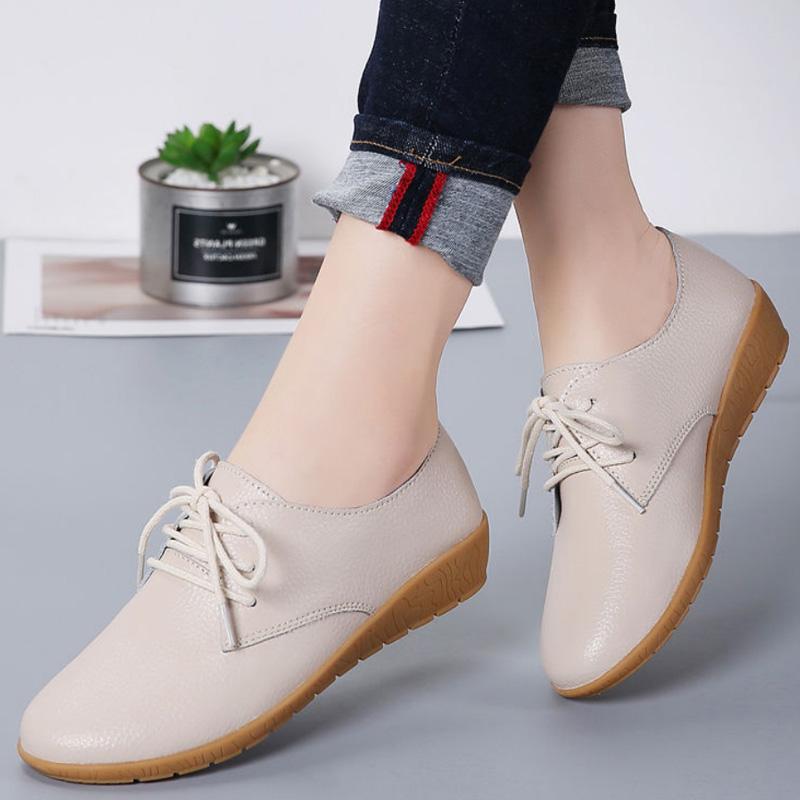 Туфли из натуральной кожи для женщин, белые мокасины, летний классический стиль 2024 года, туфли для медсестер, женские кожаные туфли на плоской подошве