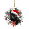 Hanging Cat Dog With Santa Hat Pendant Acrylic Christmas Tree Ornaments  Xmas Gifts