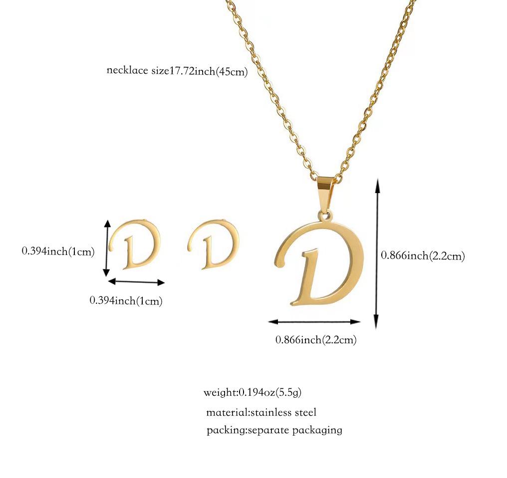 Набор украшений из титановой стали: Невыцветающее ожерелье и серьги с английскими буквами