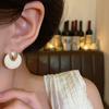 Retro White Stud Earrings Hypoallergenic Office Ladies Earrings Lightweight Alloy