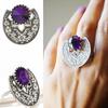 Винтажное женское кольцо с аметистом и цирконом для снятия стресса, женское кольцо