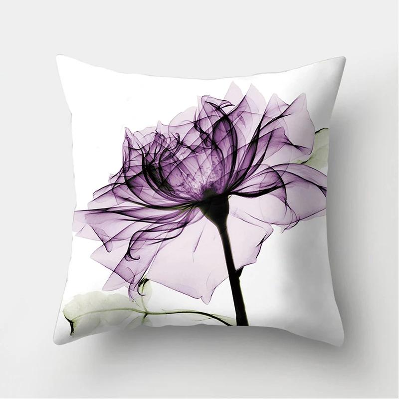 45x45cm Flower Printing Square Pillow Printing Polyester Cushion Cover Car Sofa Office Chair Pillow Cover Simple Home Decoration