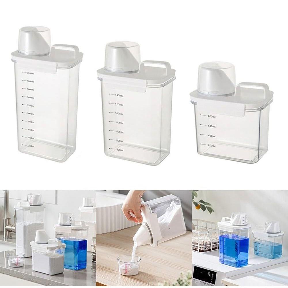Plastic Washing Powder Dispenser Airtight Laundry Detergent Storage Box Laundry Room Accessories