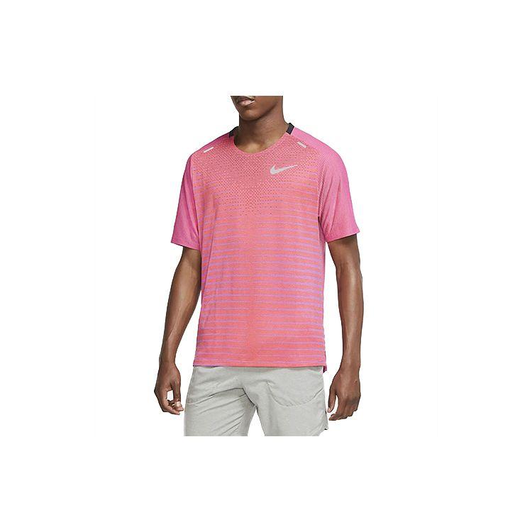 Nike Мужская футболка TechKnit Future Fast Running с круглым вырезом, розовая, CU6057-551