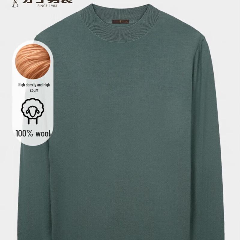 TRIES Men's Round Neck Slim Fit Wool Sweater