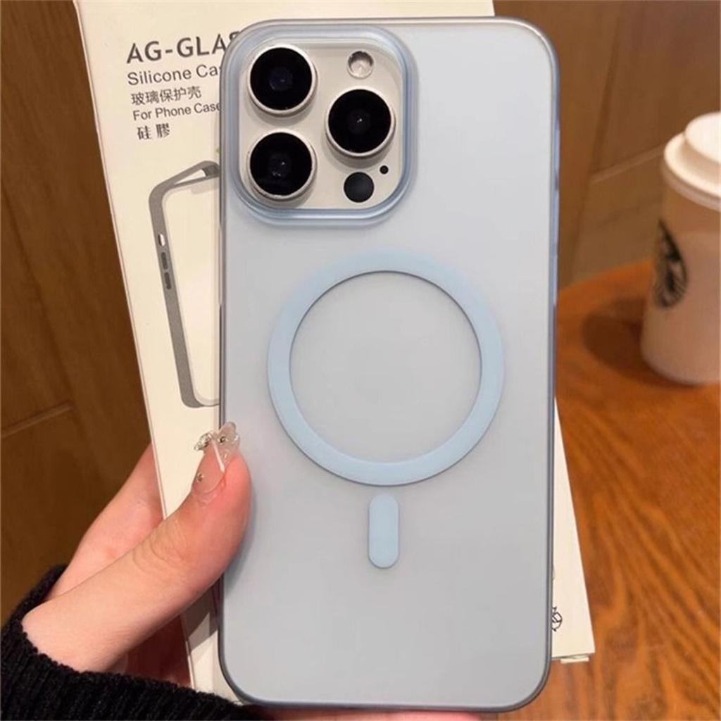 For Apple Mobile Phone Case Summer High-end Ice Fog Magnetic Mobile Phone Case 15pc Case Wavy Simple Girl Does Not Turn Yellow