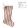 Christmas Stockings With Hanger Bowknot Plush Balls Decor Striped Print Candy Holder