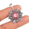 925 Sterling Silver Pink Tourmaline Gemstone Jewelry Handmade Flower Pendant CP-14-12