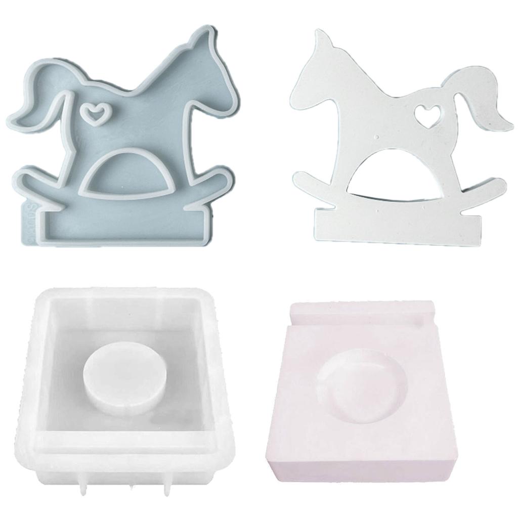 Hearts Horse Candlesticks Resins Moulds DIY Castings Moulds Candle Holder Silicone Molds for Table Home Decorations