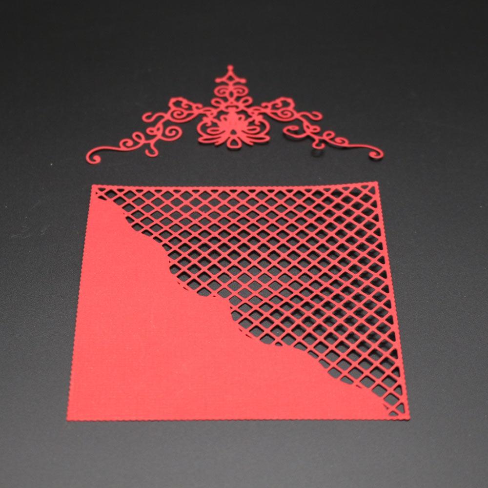Rectangular Frame Grid Background Metal Silvery Stencil Embossing Cutting Dies For Diy Scrapbooking Paper Album Cards Making