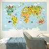 Cartoon Animal World Map Wall Sticker Self Adhesive Kids Room Bedroom Background Kindergarten Classroom Decor