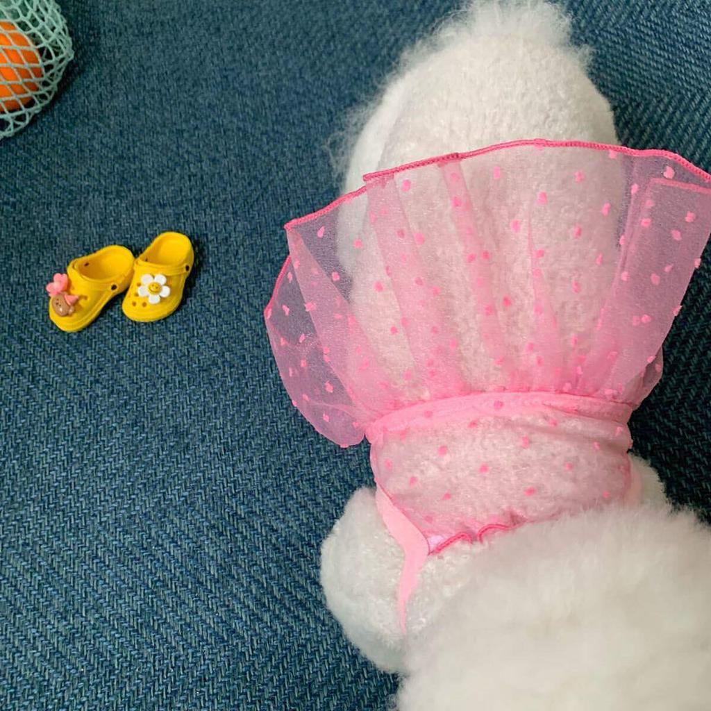 Puppy Dog Sling Vest Summer Dress Teddy Bigbear Pomeranian Cat Pet Clothes 11 Bow Mesh Skirt