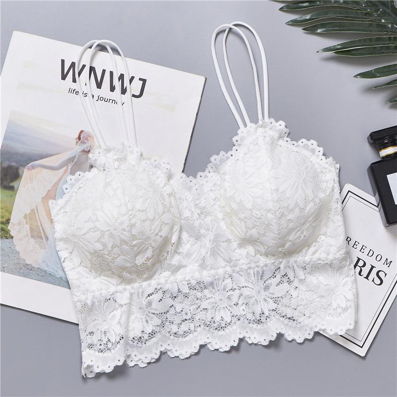 Lady Sexy Lingerie Corset Lace Floral Bralette Padded Bra Camis Underwear Wire Free Sheer Lace