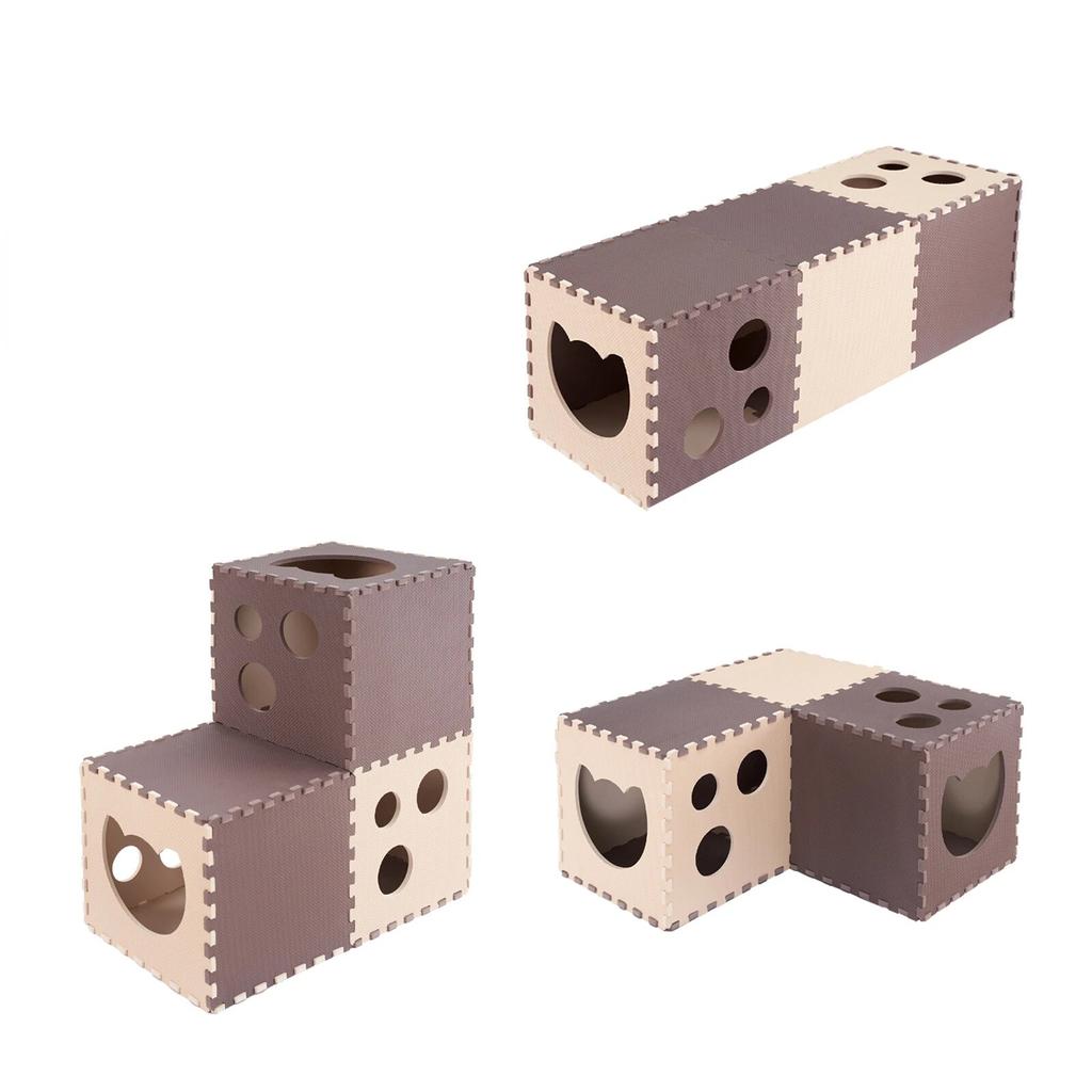 14pcs/set  Foldable Cat Tunnel Toys EVA Foam Scratchig Board Ground Play Interactive Cat Toys DIY Free Combinations 30x30cm Pads