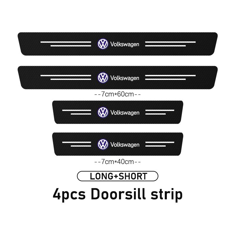 Valve Stems Caps For Volkswagen VW Carbon Fiber Car Door Threshold Protective Sticker Trunk Sticker Mk6 CC B5 B6 B7 Golf 4 5 6 7 RC6