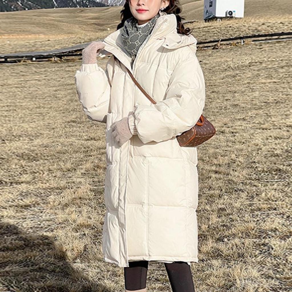Женская зимняя студенческая длинная пуховая куртка на хлопковой подкладке, утолщенное свободное пальто с капюшоном