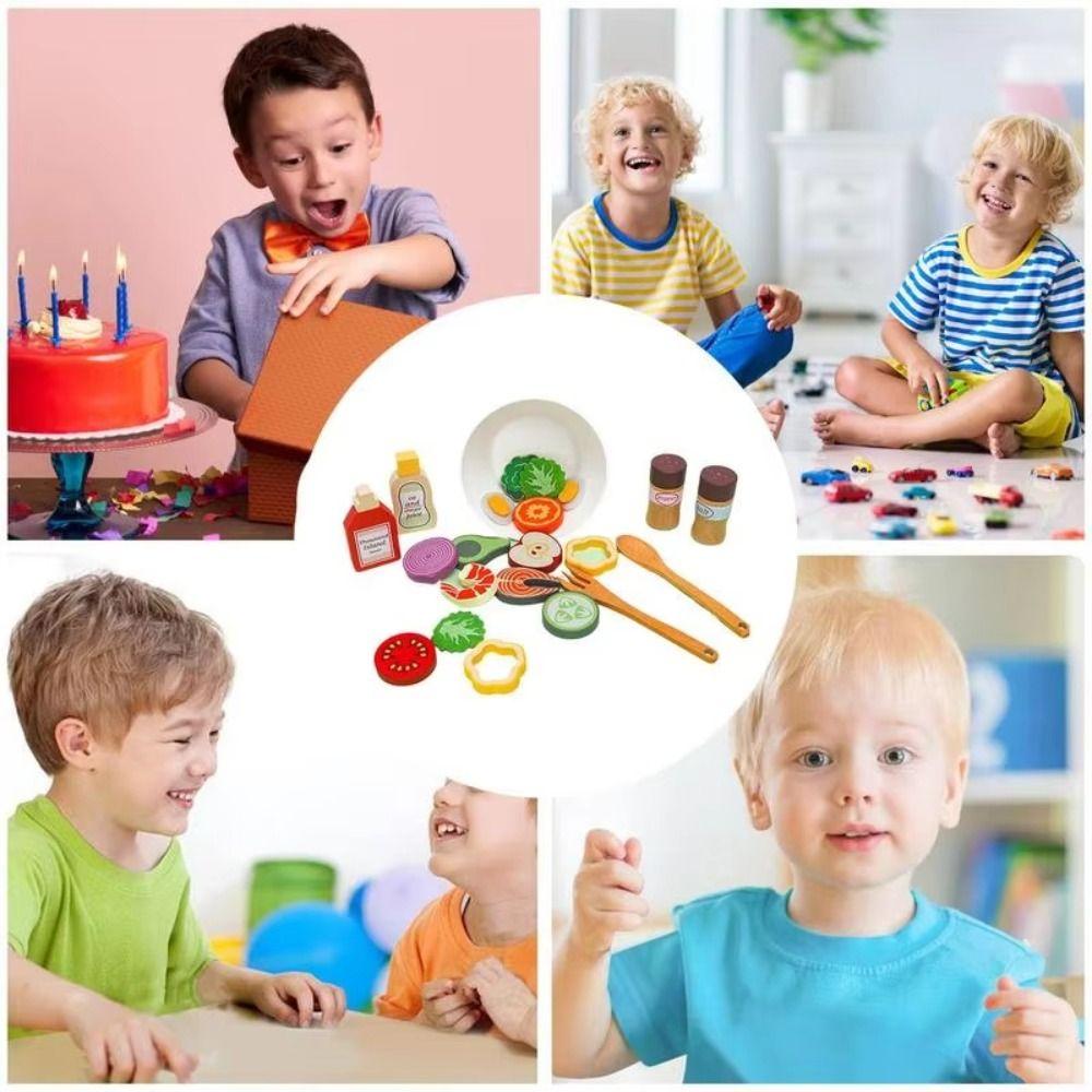 Wooden Simulation Fruit Vegetable Set Play House Pretend Kitchen Salad Cooking Toy Children Kids