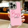 Чехол для телефона 'Girl Boss Lady' с розовым покрытием для iPhone 16 17 Pro Max Air 16E 14 15 Plus 12 13 Mini, противоударный чехол с подушкой безопасности