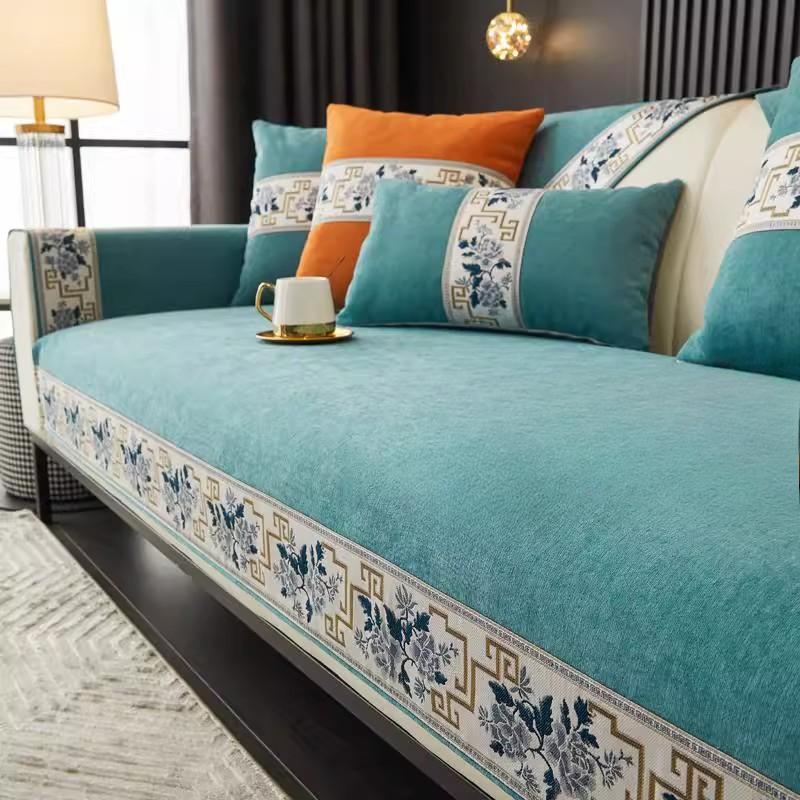 Chinese Style Chenier Sofa Cushion Four Season Universal Anti Slip Sofa Cover Fully Covered Machine Washable Decor Sofa Towel
