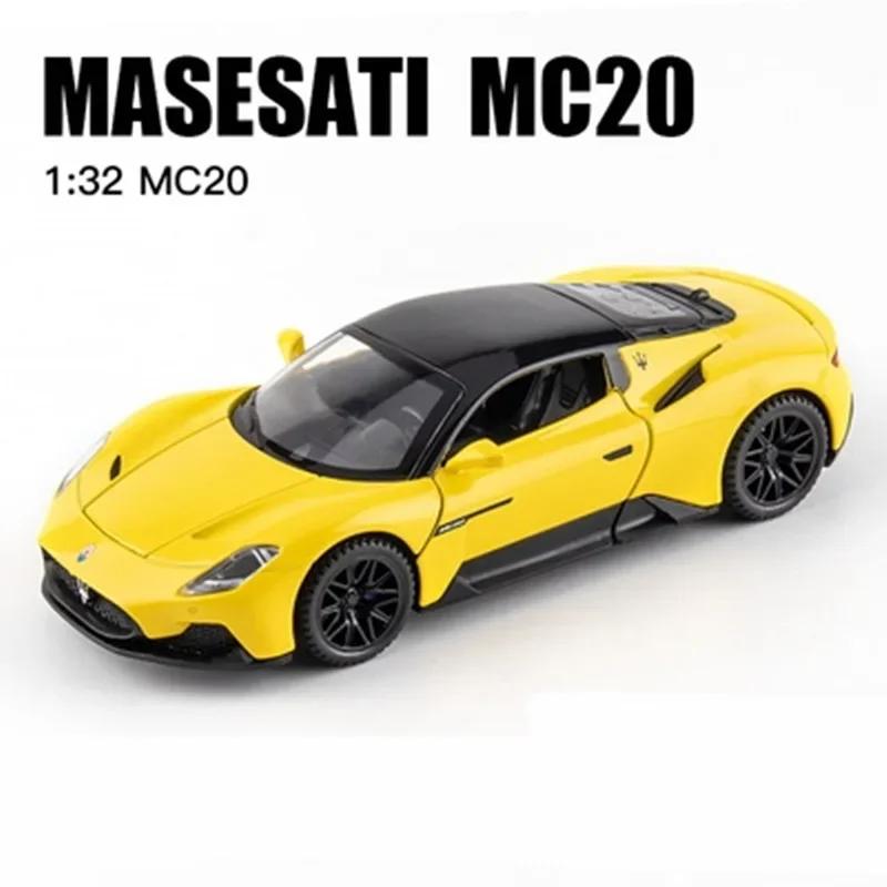 1:32 Maserati MC20 Cabrio, модель спортивного автомобиля из сплава, литье под давлением, металлические игрушечные автомобили, модель автомобиля, звуковая и световая имитация, детские игрушки, подарок