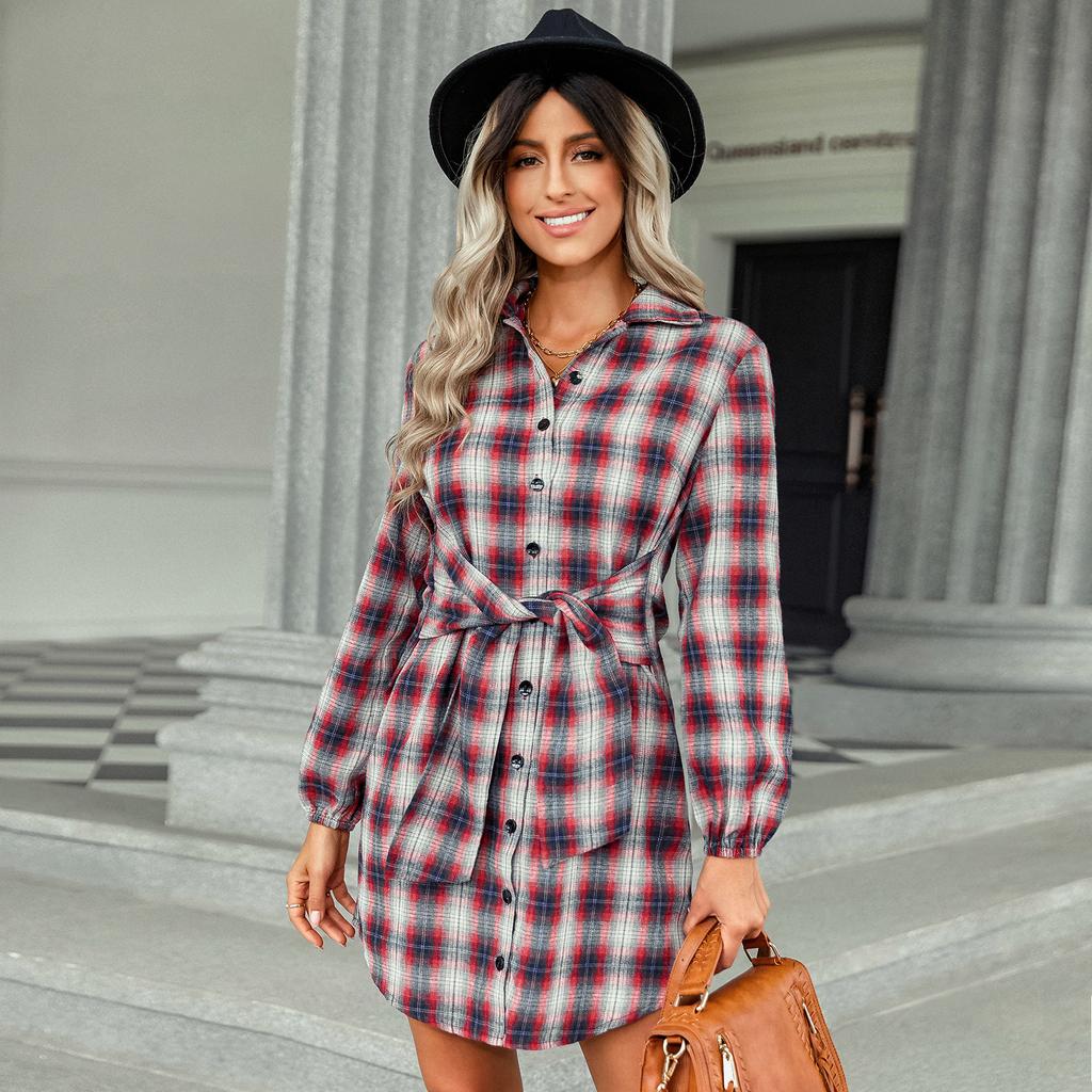 Casual Shirt Dress Autumn Women Long Sleeve Maxi Dresses Laides Turn-down Collar Office Dresses