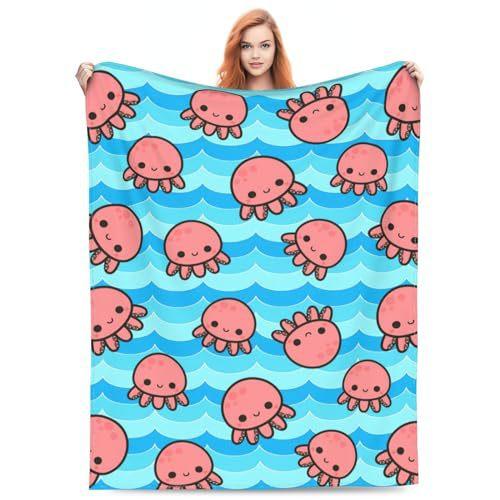 Cartoon Octopus Flannel Blanket Living Room Bedroom Decorative Blanket Lunch Break Blanket Blanket