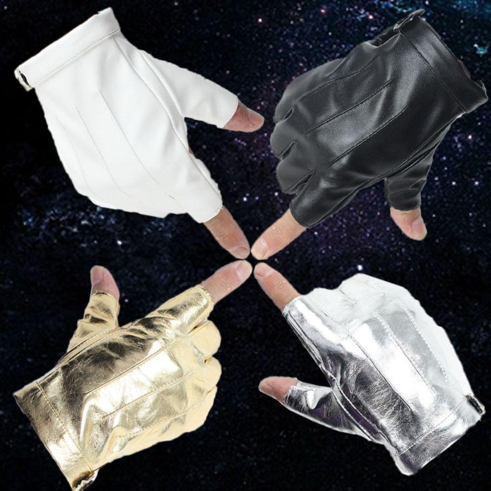 Крутые кожаные перчатки для вождения Панк-перчатки для выступлений Модные митенки без пальцев Вечеринка