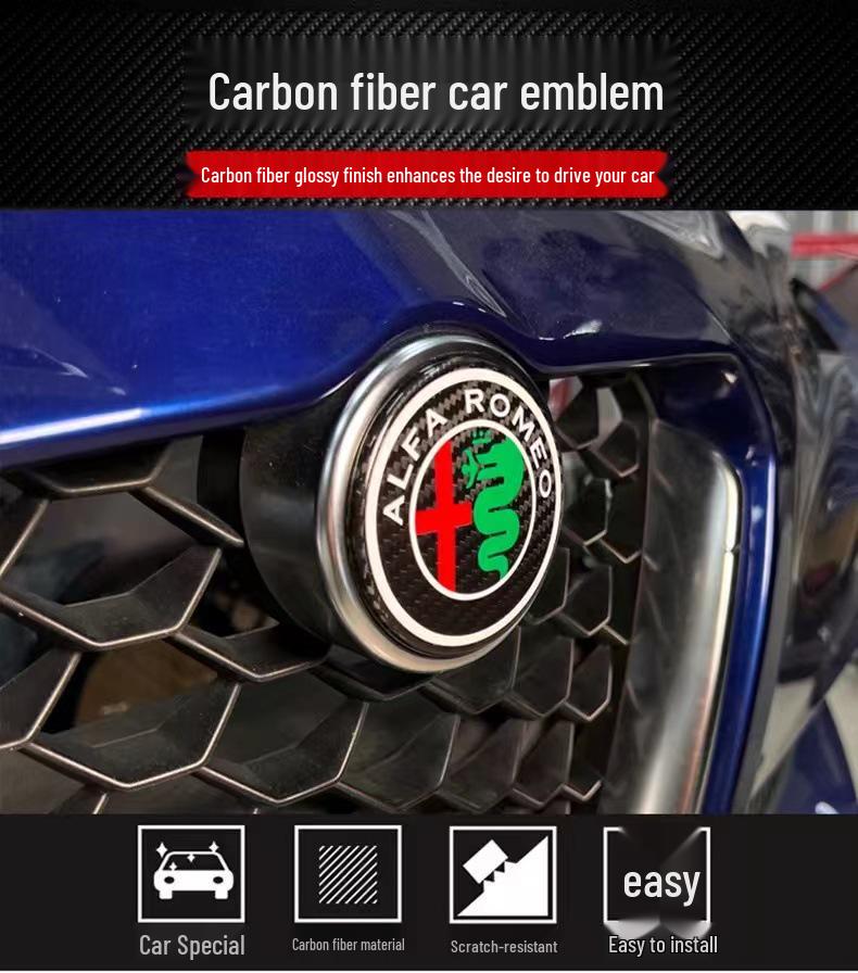 Alfa Romeo Giulia Stelvio Carbon Fiber Front & Rear Logos