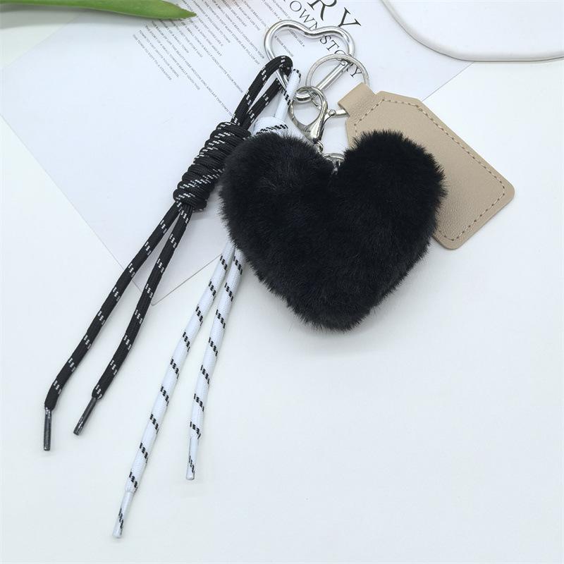 Plush Heart-Shaped Mobile Phone Lanyard, Plush Heart-Shaped Pendant, Bag Pendant, Heart-Shaped Keychain Accessory