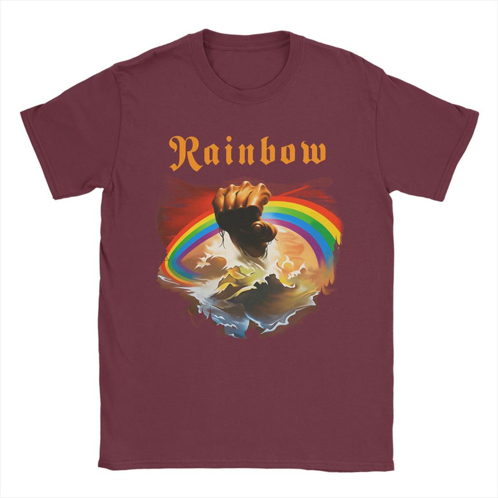 Men T-Shirts Rainbow Fashion Cotton Tees Short Sleeve Rising Album Band T Shirts Round Collar Clothing Plus Size