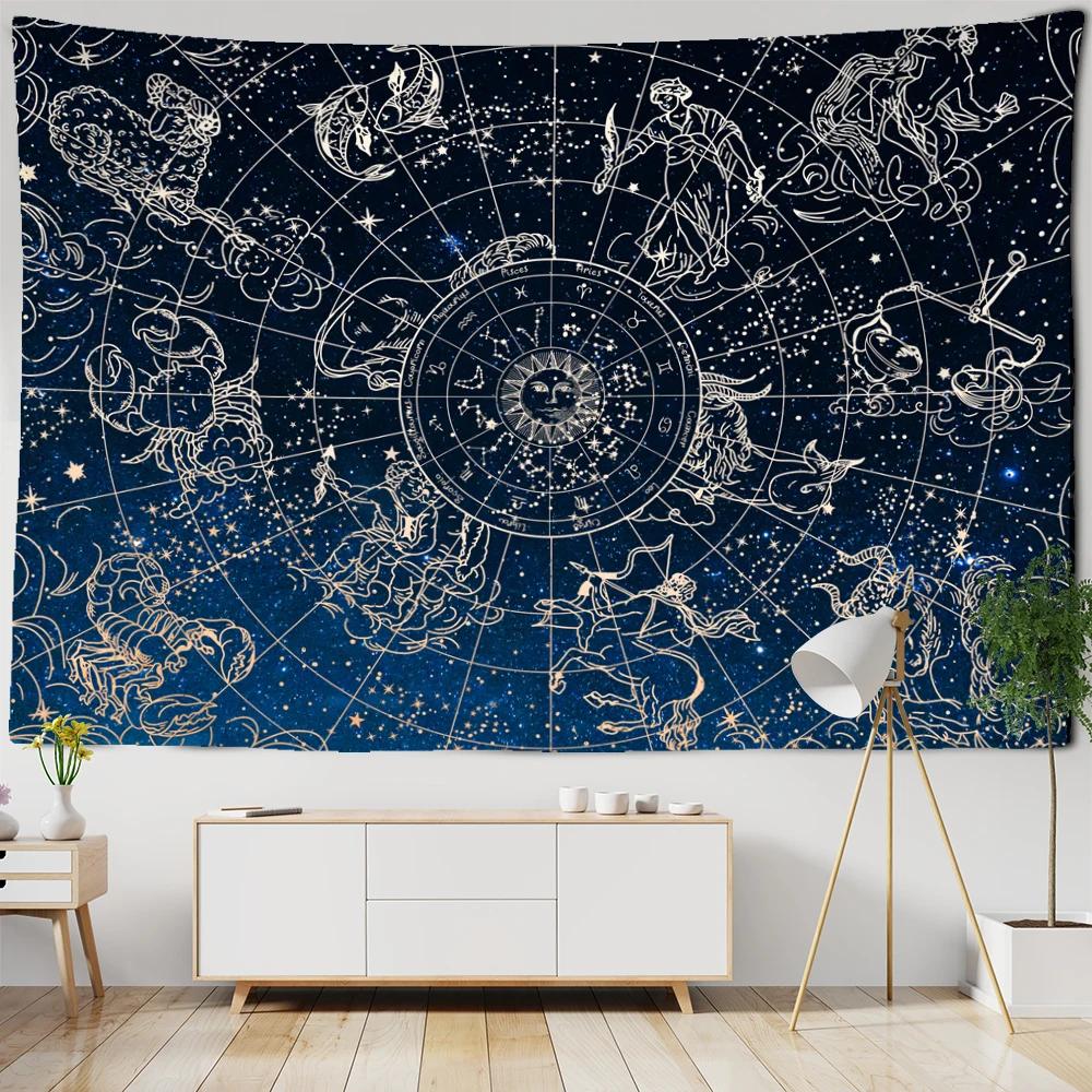 Ancient Astrology Tapestry - Zodiac Constellations & Celestial Map | Unique Wall Art for Bedroom & Astronomy Lover Gift