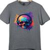 Наушники с черепом DJ Музыка Брызги краски Streetwear Неоновый Панк Рейв Графическая футболка