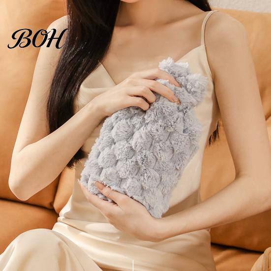 Washable Cover Hot Water Bag 1000ML Plush Bottle, Leakproof PVC Bag, Long Leak Proof Bottle Lasting Heat Retention, Winter Warm for Pain Relief