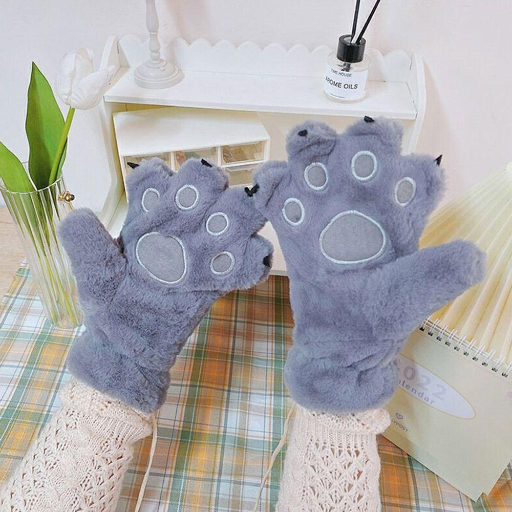 Plush Women Winter Gloves Warm Animal Gloves Fashion Cat Paw Gloves Outdoor