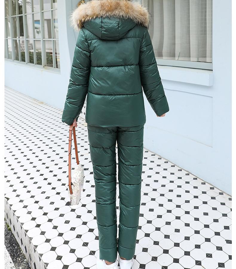 Женское зимнее короткое глянцевое ветрозащитное водонепроницаемое пальто с капюшоном, костюм из двух предметов, куртка-пуховик, парки с хлопковой подкладкой, теплая верхняя одежда