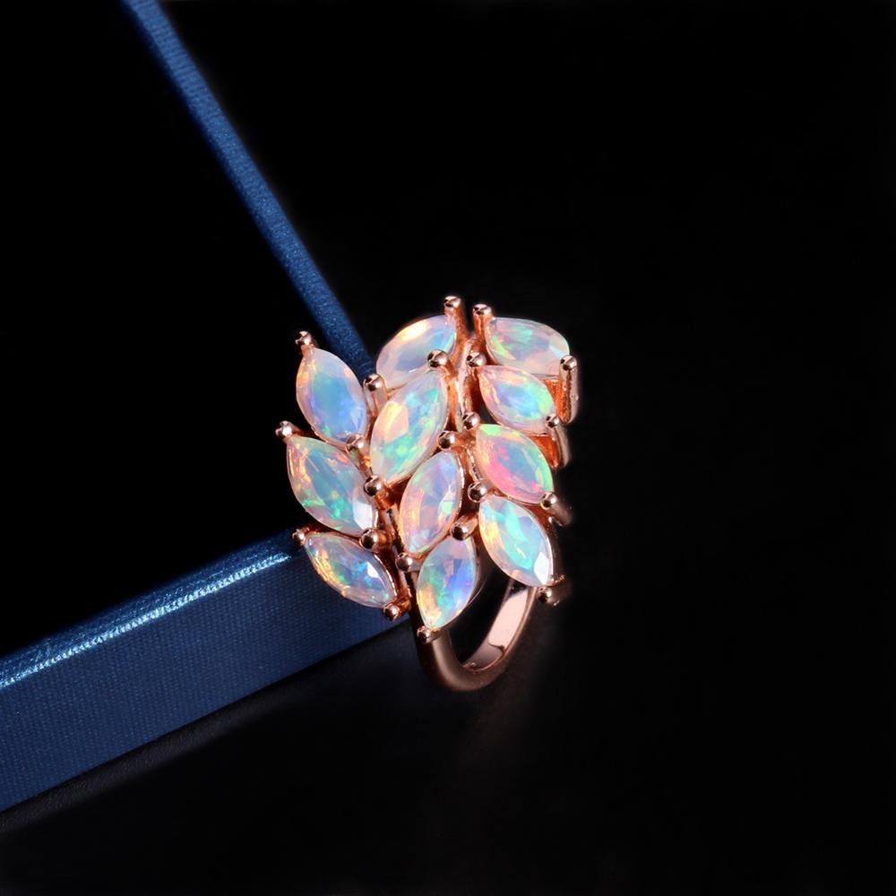 Роскошное светлое кольцо с натуральным опалом из розового золота 925 пробы, камень, родившийся в октябре, из серебра, ювелирные украшения, подарок на годовщину и свадьбу для женщин