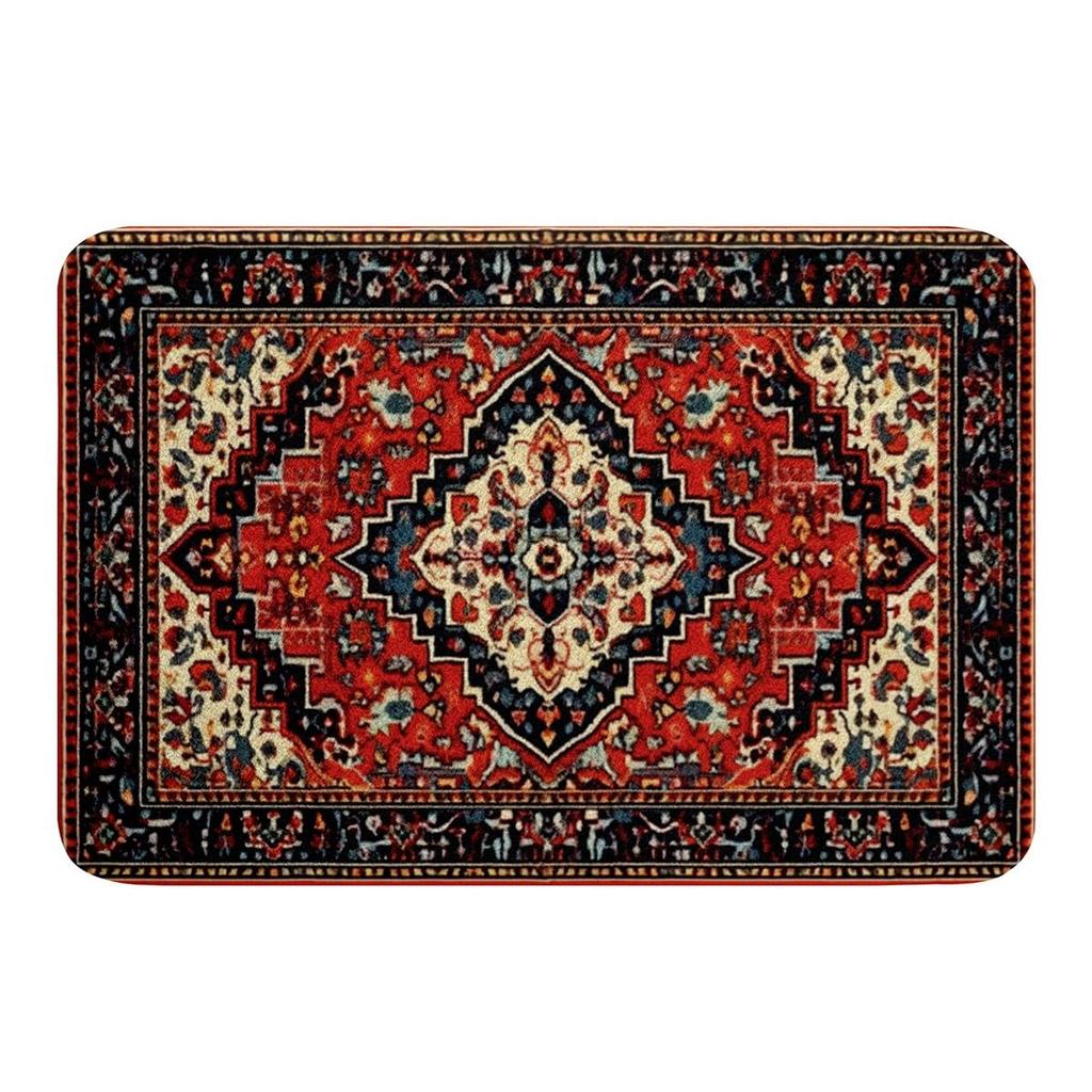 Vintage Oriental Bathroom Rug Non Slip Art Deco Bath Mat Boho Traditional Plush Shower Carpet Retro Floor Mat Home Decor