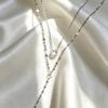 New Women's Tear of Beauty Sparkle Necklace, Lip-shaped Fish Mouth Y Tassel Double Layer Stacking Sweater Chain Accessory
