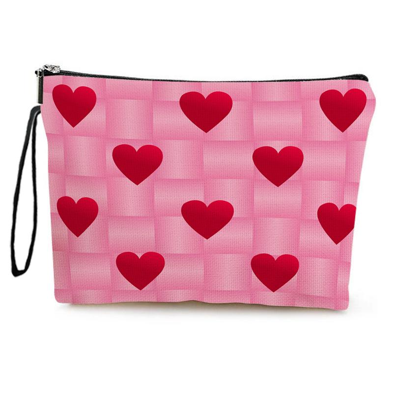 New Red Love Makeup Bag Storage Bag Women's Makeup Bag Multi Functional Portable Storage Bag Lead Pen Bag