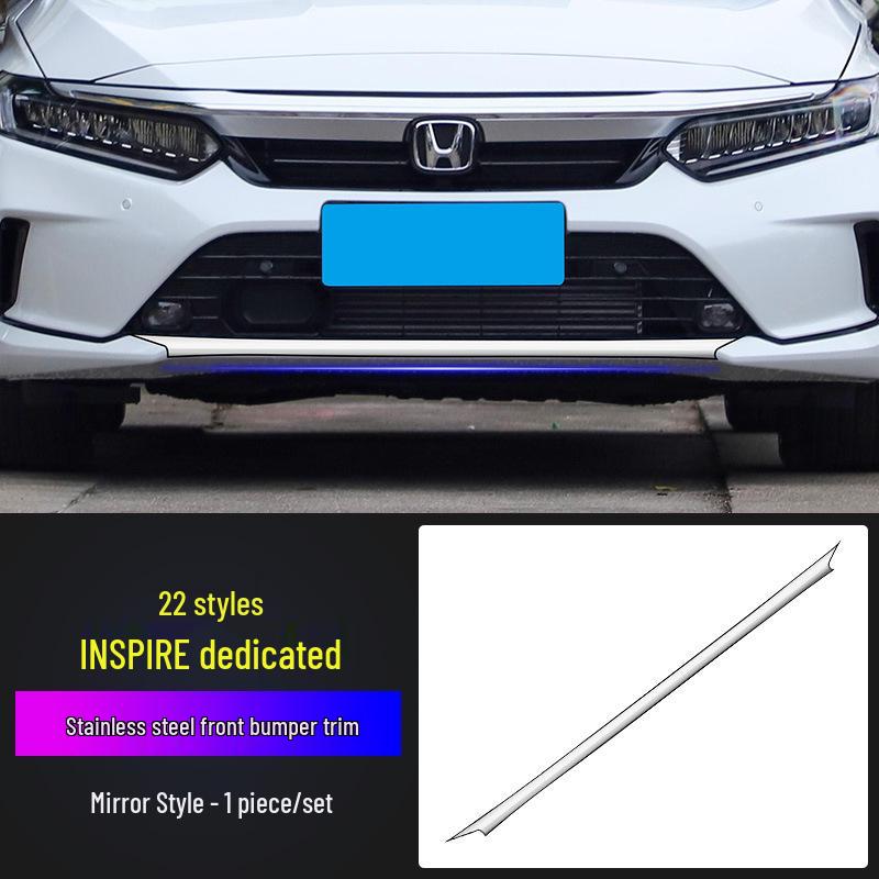 Compatible with 22 Inspire Models: Stainless Steel Front Bumper Trim, Corner Guard, and Center Grille Decorative Strip.