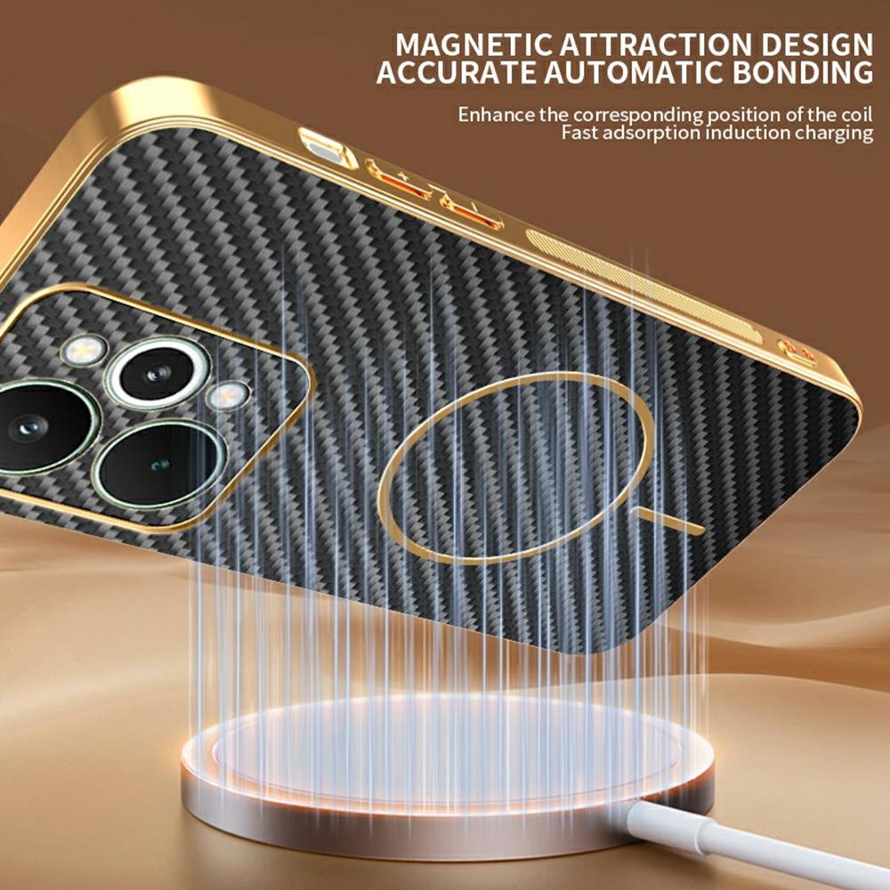 For Realme 15 5G Phone Case Carbon Fiber Textured Electroplated TPU Back Cover