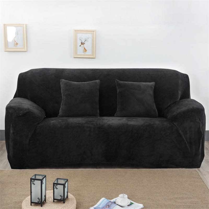 Thicken Plush Elastic Sofa Covers for Living Room Sectional Corner Furniture Slipcover Couch Cover 1/2/3/4 Seater Solid Color