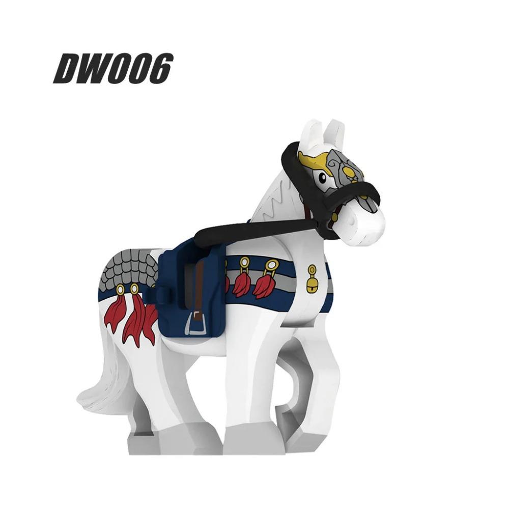 Военные Средневековые Строительные Блоки Фигурки Солдат Рыцарская Экипировка Аксессуары для Животных Маунт Броня Боевой Конь Мини Кирпичики MOC