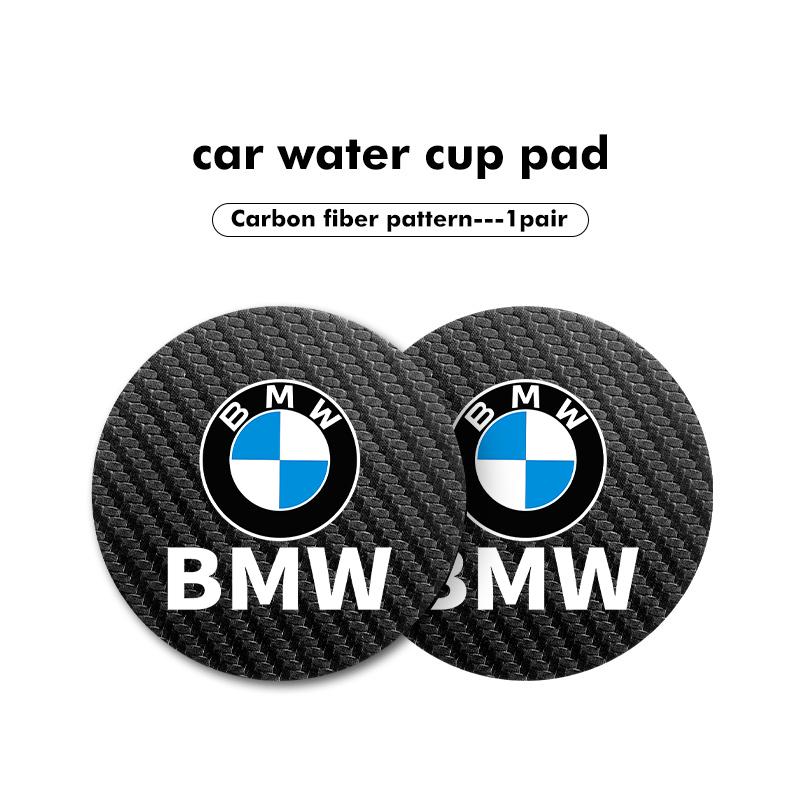 MXUI1 2pcs Car Water Cup Mats Carbon Fiber Coaster Non-Slip Pad For BMW M Performance E36 E46 E60 E90 E91 E92 E93 F30 F20
