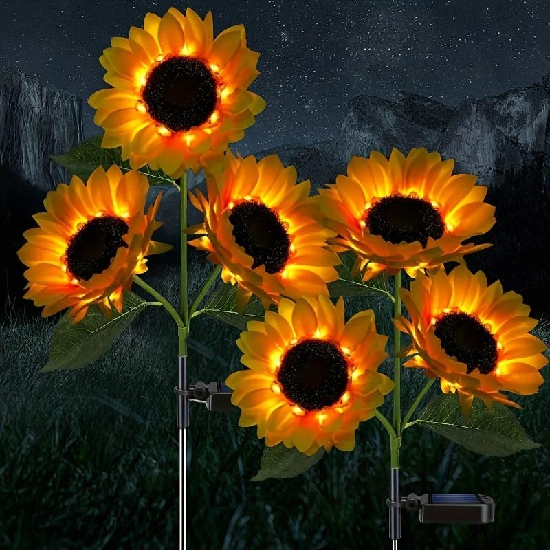 1 упаковка солнечных светодиодных садовых фонарей в виде подсолнухов, реалистичное ночное свечение, энергосберегающее наружное освещение для украшения сада, газона, дома, террасы и крыльца