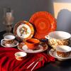 Набор керамических тарелок в стиле ретро, элитная тарелка для стейков в гостиничном ресторане, креативный рельеф, изысканные обеденные тарелки, свадебная посуда