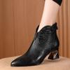 Fashion Women's Shoes Back Zip Women's Boots Sexy Ankle Boots Women Sewing Crystal Butterfly-knot Pointed Toe Shoes Female
