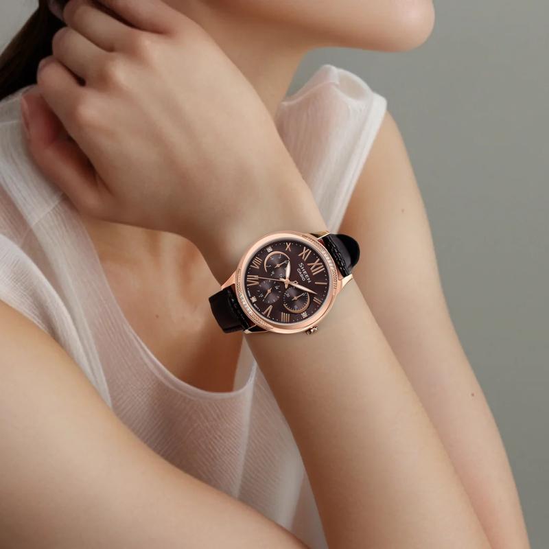 Casio SHEEN кварцевый механизм кожаный ремешок японские и корейские часы женские часы коричневый циферблат SHE-3058PGL-5A