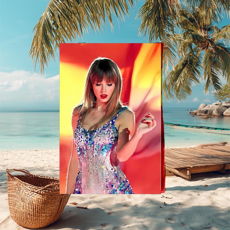 1pc Taylor Swift1 Beach Towel, Comfortable and Thick, and Swimming/Bath/Picnic/Camping Towel, Suitable for Seaside Beaches